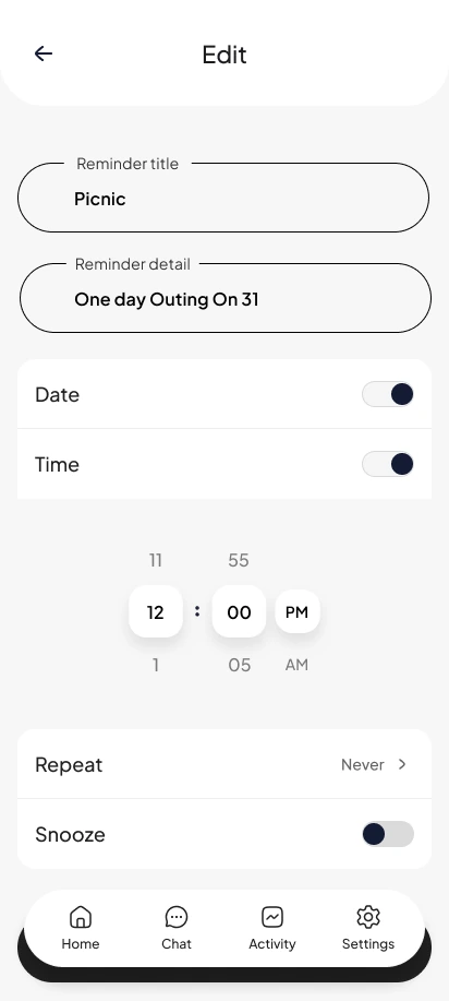 Editing a reminder