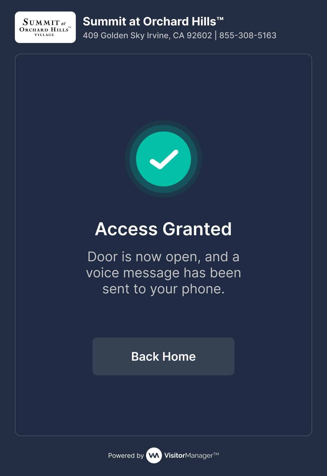 Entry confirmation